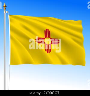 New Mexico US Bundesstaat schwenkt Flagge, Vereinigte Staaten, Vektor-Illustration Stock Vektor