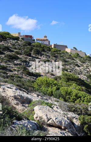 Stadtansicht. Dalt Villa. Ibiza. Eivissa. Blick auf die Stadt.2 Stockfoto