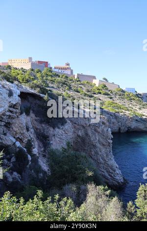 Stadtansicht. Dalt Villa. Ibiza. Eivissa. Blick auf die Stadt.6 Stockfoto