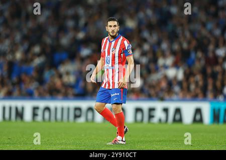 San Sebastian, Spanien. Oktober 2024. Koke (Atletico) Fußball/Fußball : spanisches Spiel "LaLiga EA Sports" zwischen Real Sociedad 1-1 Club Atletico de Madrid in der reale Arena in San Sebastian, Spanien. Quelle: Mutsu Kawamori/AFLO/Alamy Live News Stockfoto