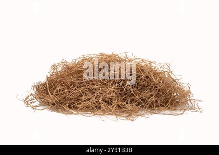 Nahaufnahme des Strohhalms isoliert auf weißem Hintergrund und Textur Stockfoto