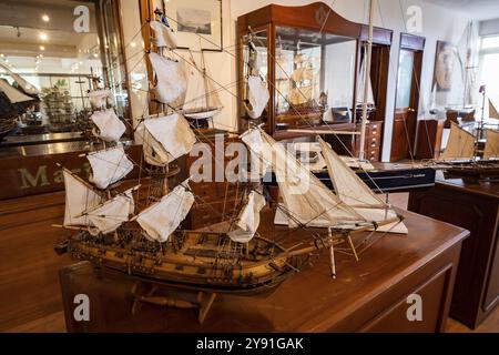 Authentische Schiffsmodelle, Ausstellung, Verkauf, Werkstatt, historische Marine, Indischer Ozean, Insel, Mauritius, Afrika Stockfoto