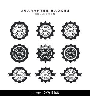 Vintage-Qualitätsgarantie-Abzeichen Vektorsammlungen Stock Vektor