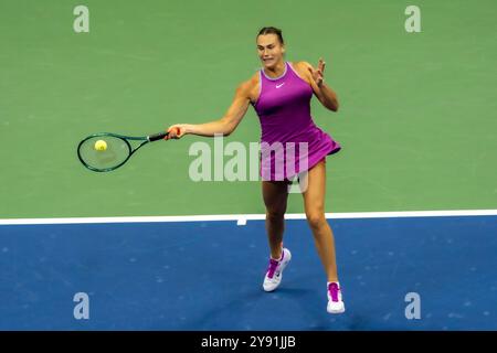 Aryna Sabalenka (BLR) Gewinnerin der Women's Singles Championships 2024 bei den US Open Tennis Championships am 7. September 2024 im USTA Billie Jean King National Tennis Center in New York City, USA. Stockfoto