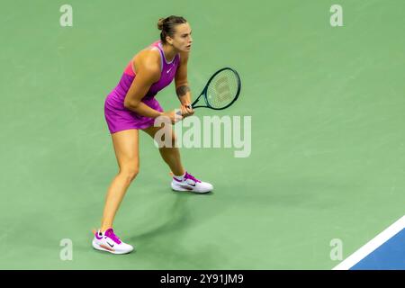 Aryna Sabalenka (BLR) Gewinnerin der Women's Singles Championships 2024 bei den US Open Tennis Championships am 7. September 2024 im USTA Billie Jean King National Tennis Center in New York City, USA. Stockfoto