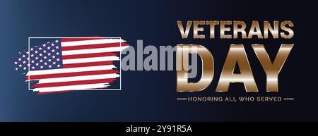 Veteranentag zu Ehren aller, die Background Design dienten. Banner, Poster, Grußkarte. Vektorgrafik Stock Vektor