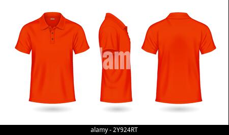 Scarlet Poloshirts Mockup Design realistische Illustration Set Stock Vektor