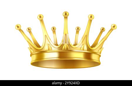 Opulente goldene Krone mit Spitzen realistische Vektorillustration Stock Vektor