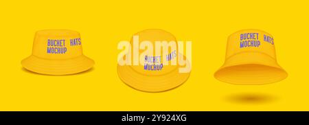 Gelbe Schaufelhüte Mockup realistische Vektor-Illustration Set Stock Vektor