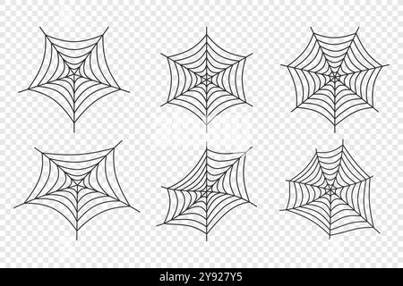Spinnennetz-Vektorsatz. Set von Web-Silhouetten Stock Vektor