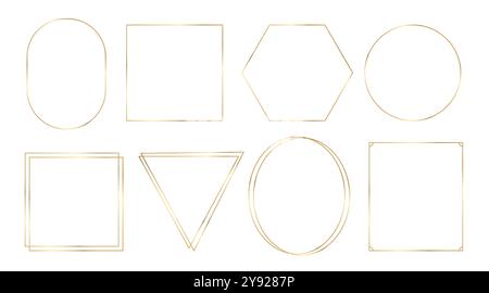 Einfache abstrakte goldene Rahmen. Goldene Borten für Hochzeitseinladungselemente, Kartendekoration. Vektorabbildung Stock Vektor