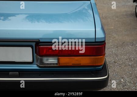 Oldtimer-Heck- oder Rückleuchten. Nahaufnahme, keine Leute. Stockfoto