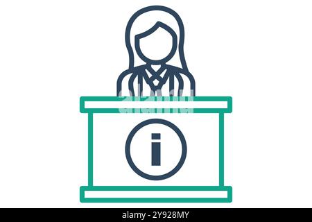 Informationssymbol. Liniensymbolstil. Informationen zum Schreibtisch. Symbol für Empfang. Vektorillustration für Hotel Elements Stock Vektor