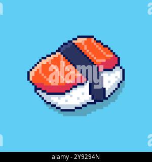 Vektorillustration von Sushi mit Pixel Art Design Stock Vektor