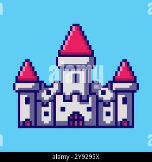 Pixel Art Fantasy Castle Spiel Asset Design Stock Vektor
