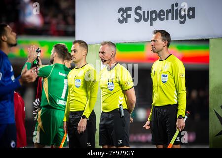 Silkeborg, Dänemark. Oktober 2024. Schiedsrichter Jakob Kehlet wurde während des 3F Superliga-Spiels zwischen Silkeborg IF und FC Kopenhagen im JYSK Park in Silkeborg gesehen. Stockfoto