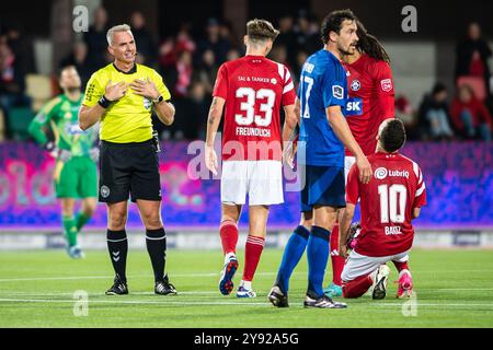 Silkeborg, Dänemark. Oktober 2024. Schiedsrichter Jakob Kehlet wurde während des 3F Superliga-Spiels zwischen Silkeborg IF und FC Kopenhagen im JYSK Park in Silkeborg gesehen. Stockfoto