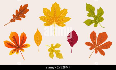 Hallo, Herbst. Herbstlaub. Vorlage für die Gestaltung von Bannern, Postern, Werbung, Postkarten, Verkaufsvektor-Illustration Stock Vektor