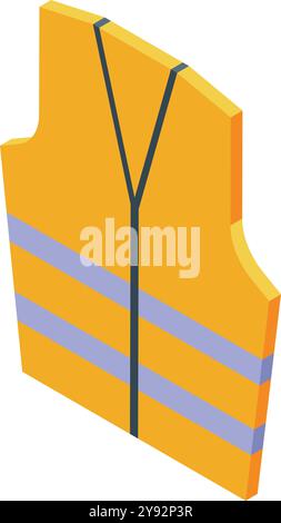 Isometrisches Symbol einer gut sichtbaren Sicherheitsweste, die die Sicherheit der Mitarbeiter auf der Baustelle gewährleistet Stock Vektor
