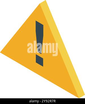 Gelbes Dreieck-Warnschild, das Gefahr anzeigt, mit einem Ausrufezeichen, einem isometrischen Symbol auf weißem Hintergrund Stock Vektor
