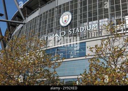 Eine allgemeine Ansicht des Etihad Stadions während des Premier League-Spiels Manchester City gegen Fulham im Etihad Stadium, Manchester, Vereinigtes Königreich, 5. Oktober Stockfoto