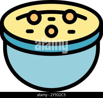 Karikaturvektor-Icon Illustration einer Schüssel voller Teig mit Croutons, die für das Backen von leckerem Brot vorbereitet werden Stock Vektor