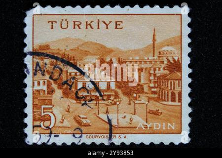 ISTANBUL, TÜRKEI - 25. DEZEMBER 2020: Türkischer Stempel zeigt die Stadt Aydin Stockfoto