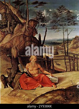 LOTTO, Lorenzo (* ca. 1480, Venezia, d. 1556, Loreto) Penitent St. Jerome 1509-10 Öl auf Holz, 85 x 61 cm Museo di Castel Sant'Angelo, Rom die Datierung des Gemäldes wird diskutiert. --- Schlüsselwörter: ----------------- Autor: LOTTO, Lorenzo Titel: Buße St. Jerome Zeitlinie: 1501-1550 Schule: Italienisch Form: Malerei Art: Religiös Stockfoto