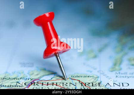 Northern Ireland pin on map Stock Photo