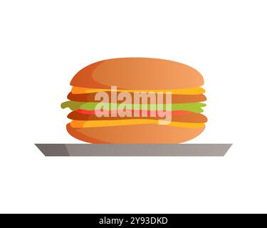 Burger auf Tablett des Fast-Food-Restaurants oder Cafés, Menü der Schulkantine Vektor-Illustration Stock Vektor