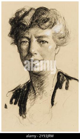 Anna Eleanor Roosevelt (1884–1962), First Lady of the United States 1933-1945 als Ehefrau des 32. Präsidenten Franklin D Roosevelt, Porträtzeichnung in Kohle und Kreide von Samuel Johnson Woolf, 1945 Stockfoto