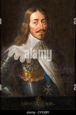 Ludwig XIII. (1601-1643), König von Frankreich (1610-1643), Portraitgemälde in Öl auf Leinwand, Französische Schule, 1600-1699 Stockfoto