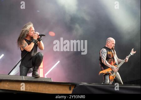 27. Juni 2024: Slayer's Kerry King und Death Angel's Mark Osegueda treten mit Kerry Kings Soloband auf dem Hellfest Open Air Festival in Frankreich auf Stockfoto