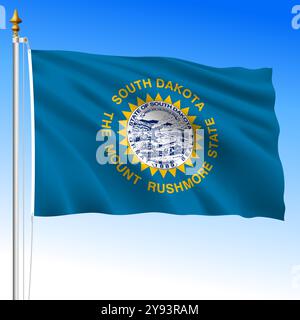 South Dakota US Bundesstaat schwenkt Flagge, Vereinigte Staaten, Vektorillustration Stock Vektor