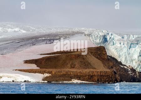 Blick auf das Gletschereis auf Alexander Island in Franz-Josef-Land, Russland, Arktischer Ozean, Eurasien Stockfoto