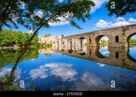 Römische Brücke, UNESCO-Weltkulturerbe, Merida, Estremadura, Spanien, Europa Stockfoto