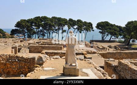 Griechischer Teil der archäologischen Stätte Empuries, Costa Brava, Katalonien, Spanien, Europa Stockfoto