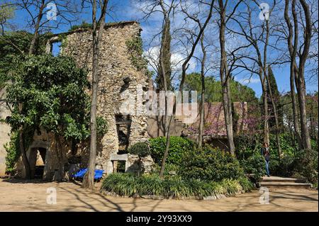 Jardins dels Alemanys (deutscher Garten) am Fuße der Stadtmauer, Girona, Katalonien, Spanien, Europa Stockfoto