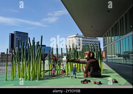 Spielplatz von Dokk1, von Schmidt Hammer Lassen Architects, Library and Citizens' Services an der städtischen Uferpromenade von Aarhus, Jütland Peninsula, Dänemark Stockfoto