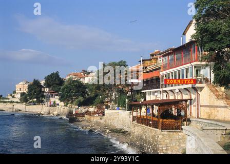 Uferpromenade, Nesebar, Schwarzmeerküste, Bulgarien, Europa Stockfoto