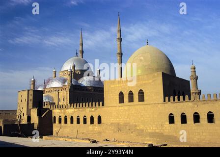 Al-Nasir Muhammad Moschee, grüne Kuppel und Mohamed Ali Moschee in der Saladin Zitadelle, Kairo, Ägypten, Nordafrika, Afrika Stockfoto