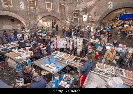 Pescheria (Fischmarkt), Catania, Sizilien, Italien, Mittelmeer, Europa Stockfoto