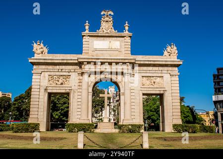 Die Puerta de la Mar (Tor zum Meer) Bögen, Plaza de la Puerta del Mar, Valencia, Spanien, Europa Stockfoto