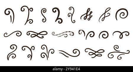 Vektorteiler, Flourishes, Swirls und Locken Set Stock Vektor