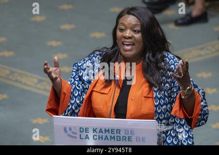 Brüssel, Belgien Oktober 2024. PS' Lydia Mutyebele Ngoi, Bild auf einer Plenartagung der Kammer im Bundesparlament in Brüssel am Dienstag, den 08. Oktober 2024. BELGA FOTO NICOLAS MAETERLINCK Credit: Belga News Agency/Alamy Live News Stockfoto