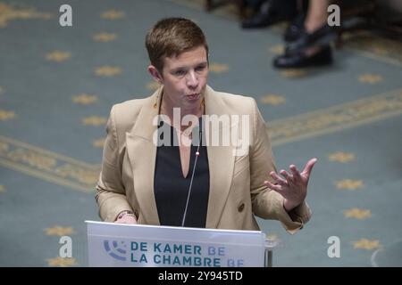 Brüssel, Belgien Oktober 2024. Catherine Delcourt, Bild auf einer Plenartagung des Plenums im Bundesparlament in Brüssel am Dienstag, den 08. Oktober 2024. BELGA FOTO NICOLAS MAETERLINCK Credit: Belga News Agency/Alamy Live News Stockfoto