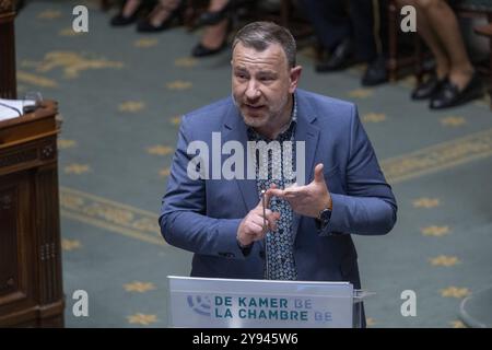 Brüssel, Belgien Oktober 2024. Steven Mathei von CD&V, Bild auf einer Plenartagung der Kammer im Bundesparlament in Brüssel am Dienstag, den 08. Oktober 2024. BELGA FOTO NICOLAS MAETERLINCK Credit: Belga News Agency/Alamy Live News Stockfoto