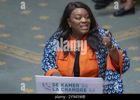 Brüssel, Belgien Oktober 2024. PS' Lydia Mutyebele Ngoi, Bild auf einer Plenartagung der Kammer im Bundesparlament in Brüssel am Dienstag, den 08. Oktober 2024. BELGA FOTO NICOLAS MAETERLINCK Credit: Belga News Agency/Alamy Live News Stockfoto