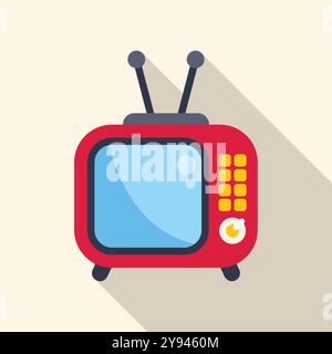 Diese minimalistische Vektor-Illustration eines roten Retro-fernsehers ist perfekt für Projekte im Zusammenhang mit Technologie, Unterhaltung und der Vergangenheit Stock Vektor