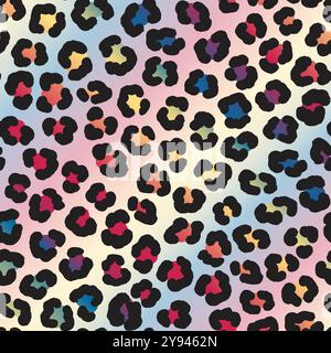 Tiermuster. regenbogenleopard punktet nahtloses Vektormuster. Gut für Stoffe, Textilien, Tapeten. Vektorabbildung Stock Vektor